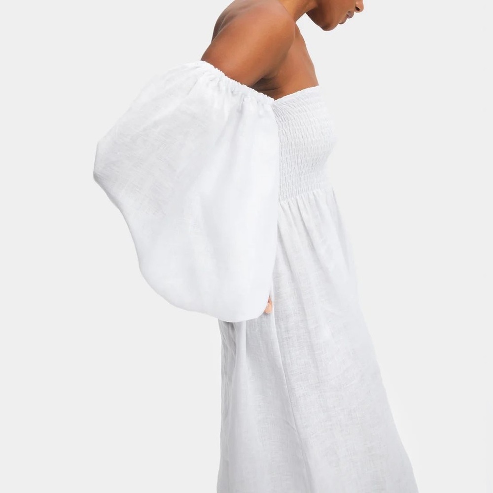 SLEEPER Atlanta Linen Midi Dress in white size XS - Picture 4 of 8